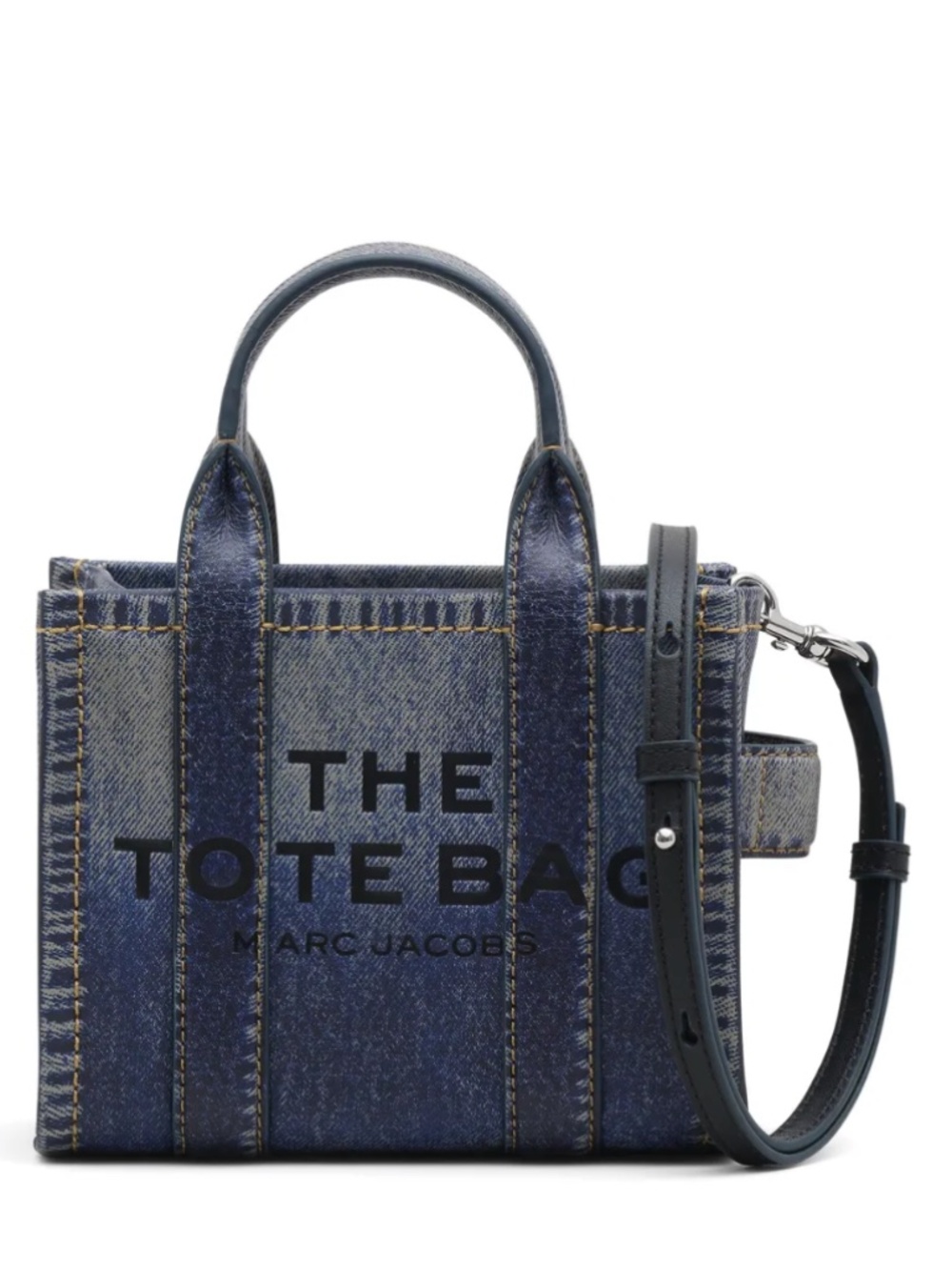 NWT Marc Jacobs "The Tote Bag" Mini Denim Printed Leather Crossbody Bag